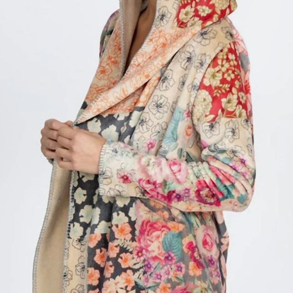 💜NWT Jhony Was Oversized Floral Hooded Swing Jacket. S